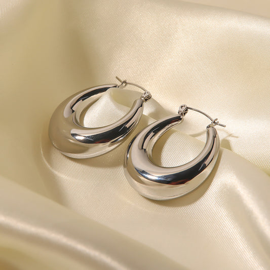 Silver Chubby Hollow Hoops