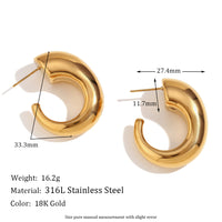 18K Irregular C Shape Open Hoops