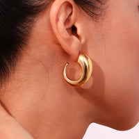18K Irregular C Shape Open Hoops
