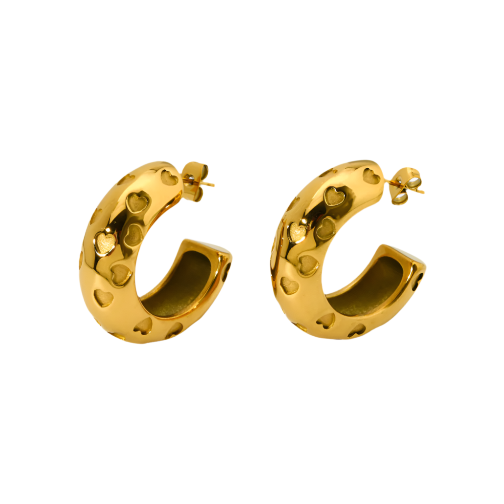 Heart Engraved Hoops in 18K Gold-Plating or Silver