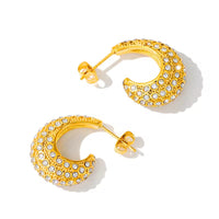 18K Gold Studded C Hoops