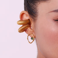 18K Green Opal Round Earrings