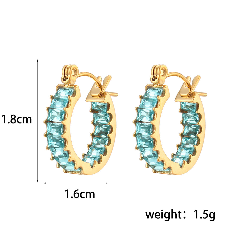 18K CZ Baguette Hoop Earrings