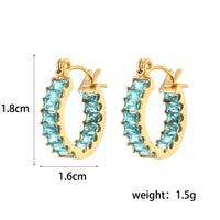 18K CZ Baguette Hoop Earrings