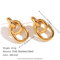 18K Double Hoop Stud Earrings