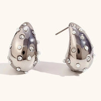 Silver Chunky Vintage CZ Statement Earrings