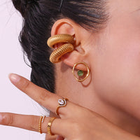 18K Green Opal Round Earrings