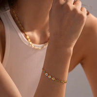 18K Gold Filled Turquoise Daisy Flower Jewelry