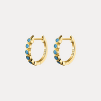 Turquoise Lined Huggies in 18K Gold-Plating or Silver with Stone