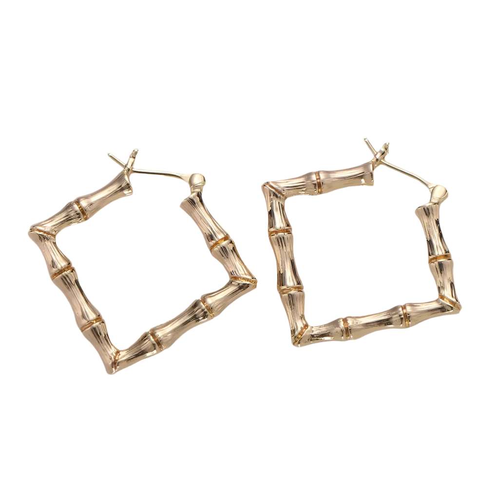 Bamboo Geometric Hoop in 18K Gold-Filled