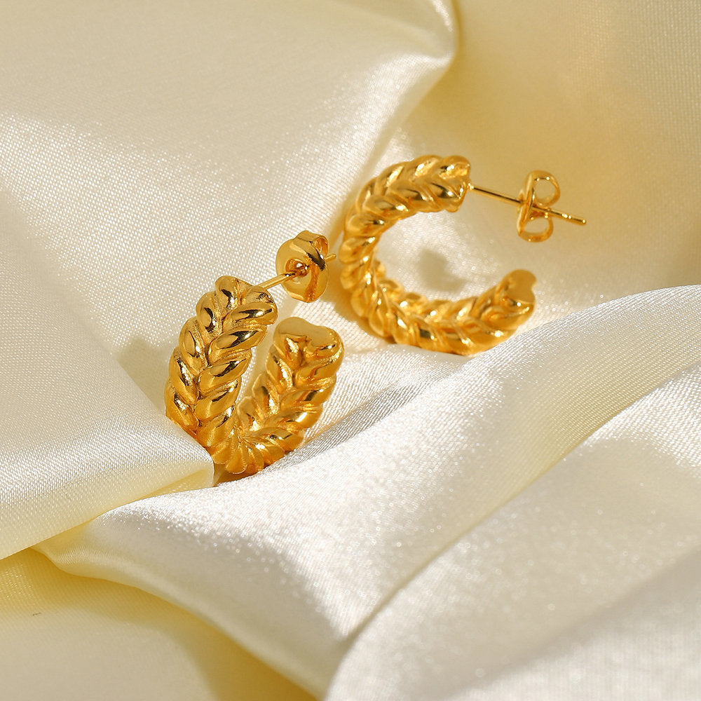 18K Statement C Shaped Hoop Earrings