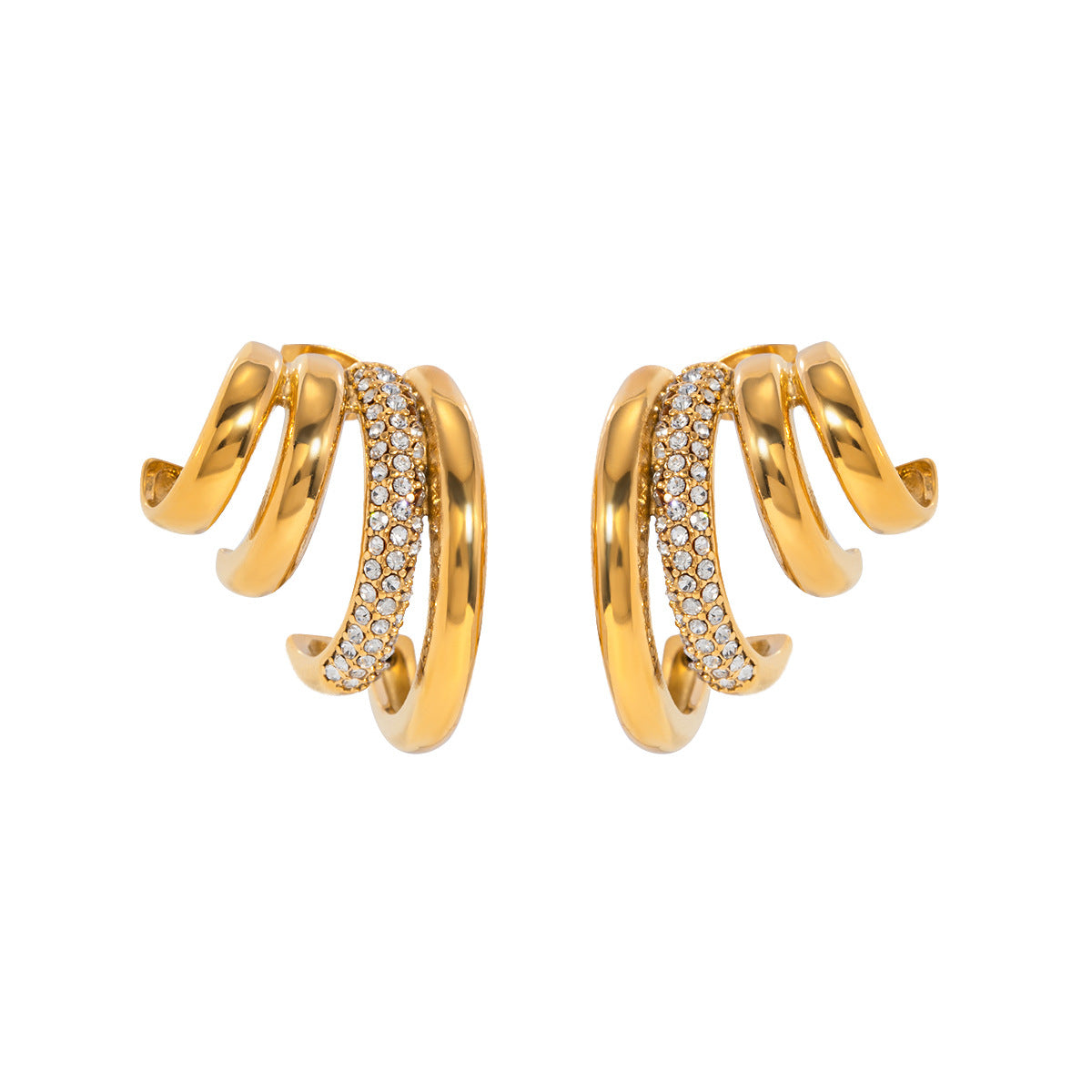 18K Four Layer CZ Inlaid Earrings
