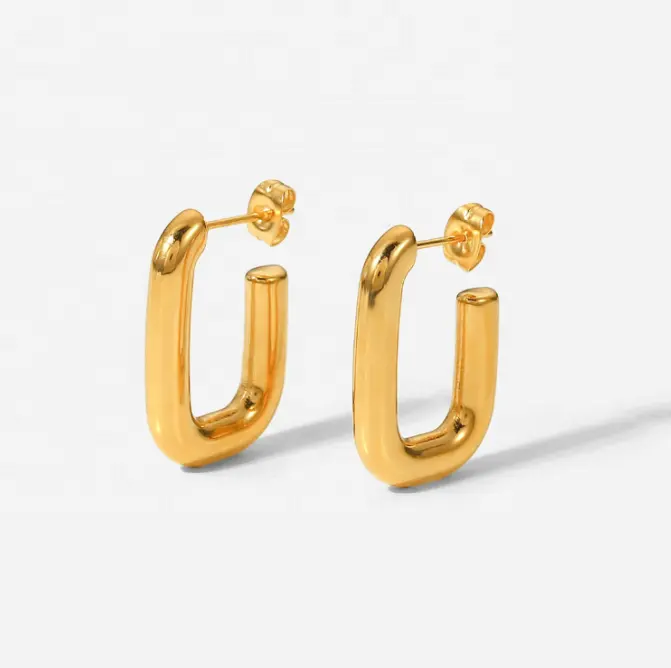 18K Chunky Geometric C Hoop Earrings