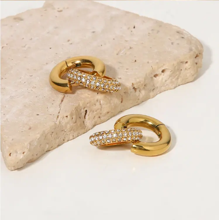 18K Zircon Double Hoop Earrings