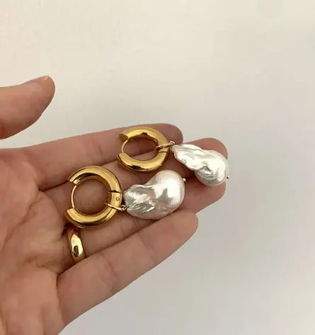 18K Baroque Pearl Charm Earrings