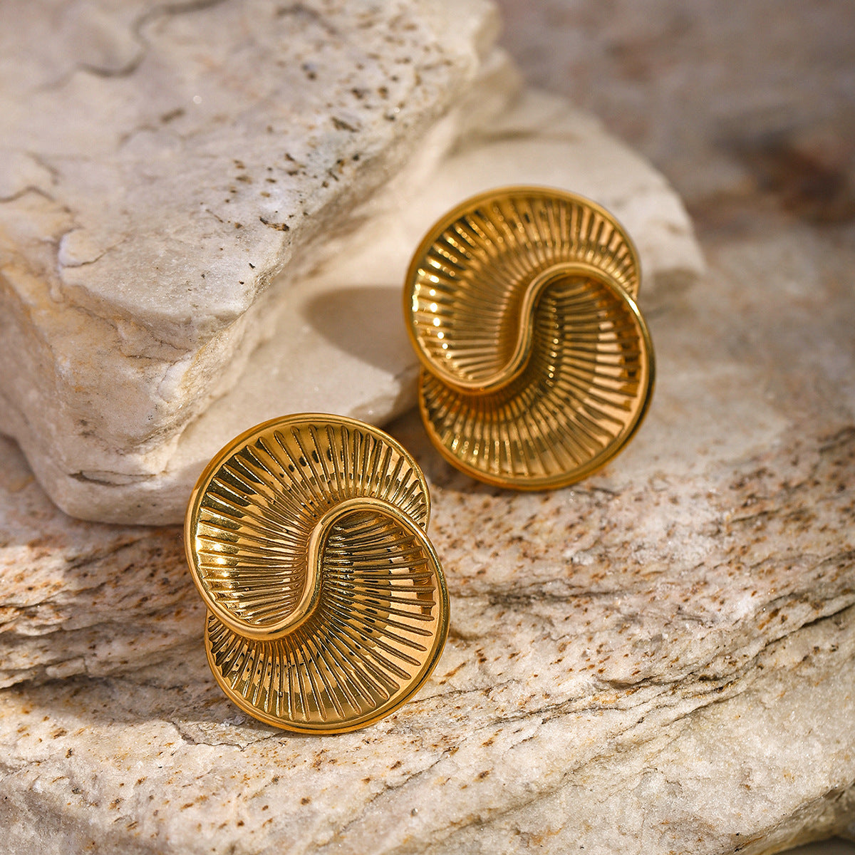 18K Statement Double Spiral Studs