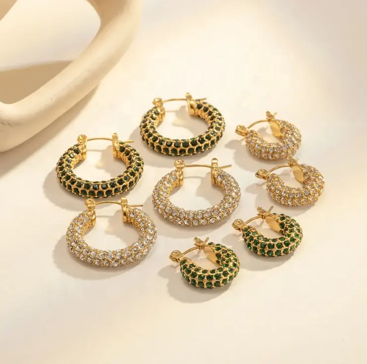 18K Cubic Zircon Circle Hoop Earrings