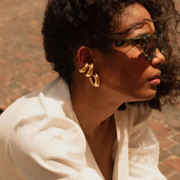 14K Round Chunky Ear Cuff Earrings