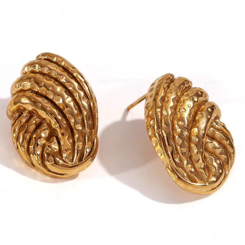 18K Vintage Hammered Twisted Stud Earrings