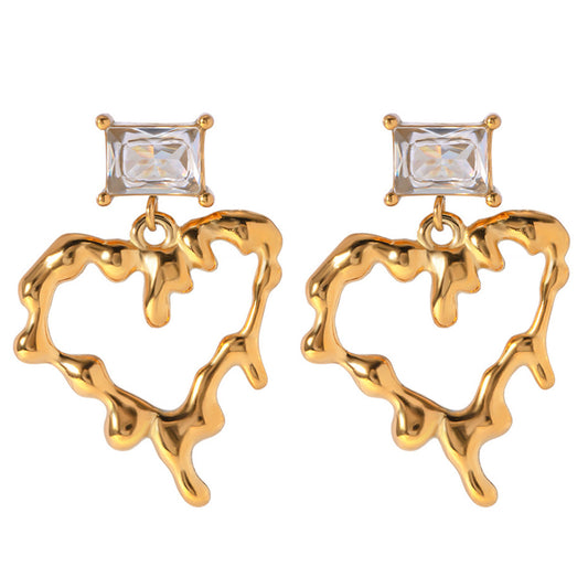 18K French Lava Heart Earrings