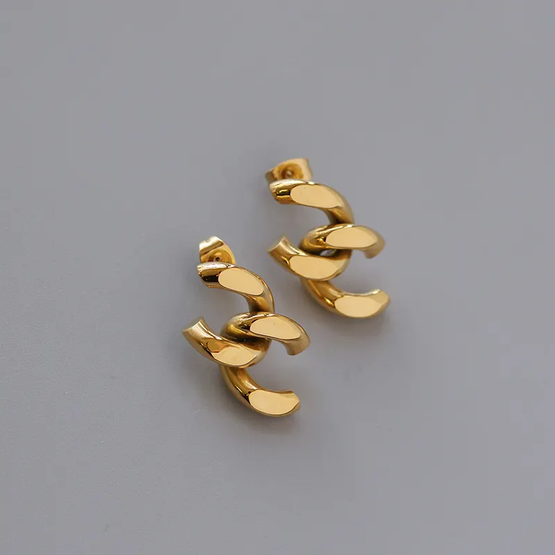 18K Cuban Statement Chain Earrings