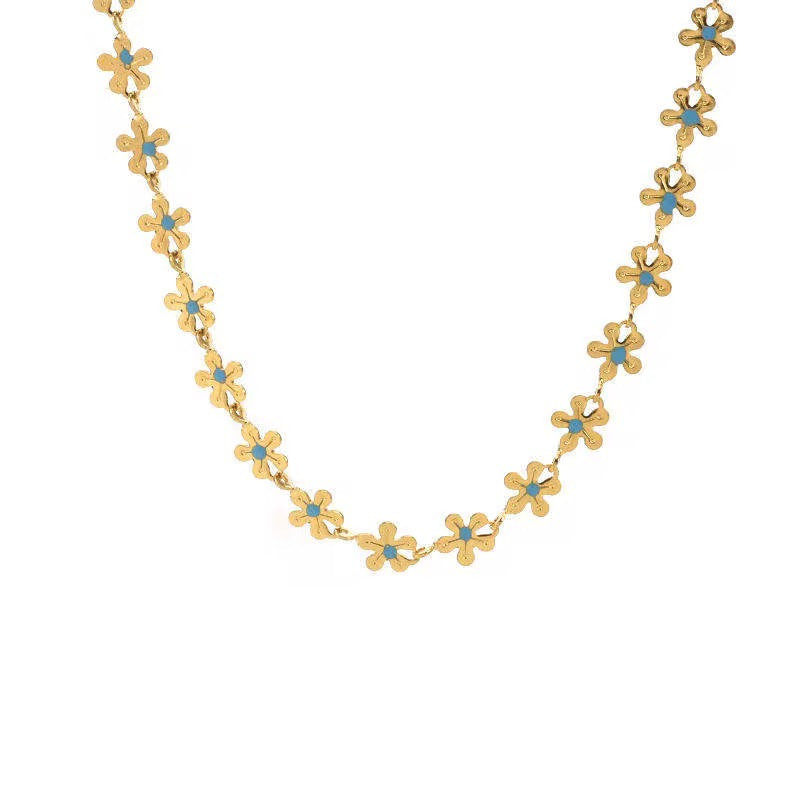 18K Gold Filled Turquoise Daisy Flower Jewelry
