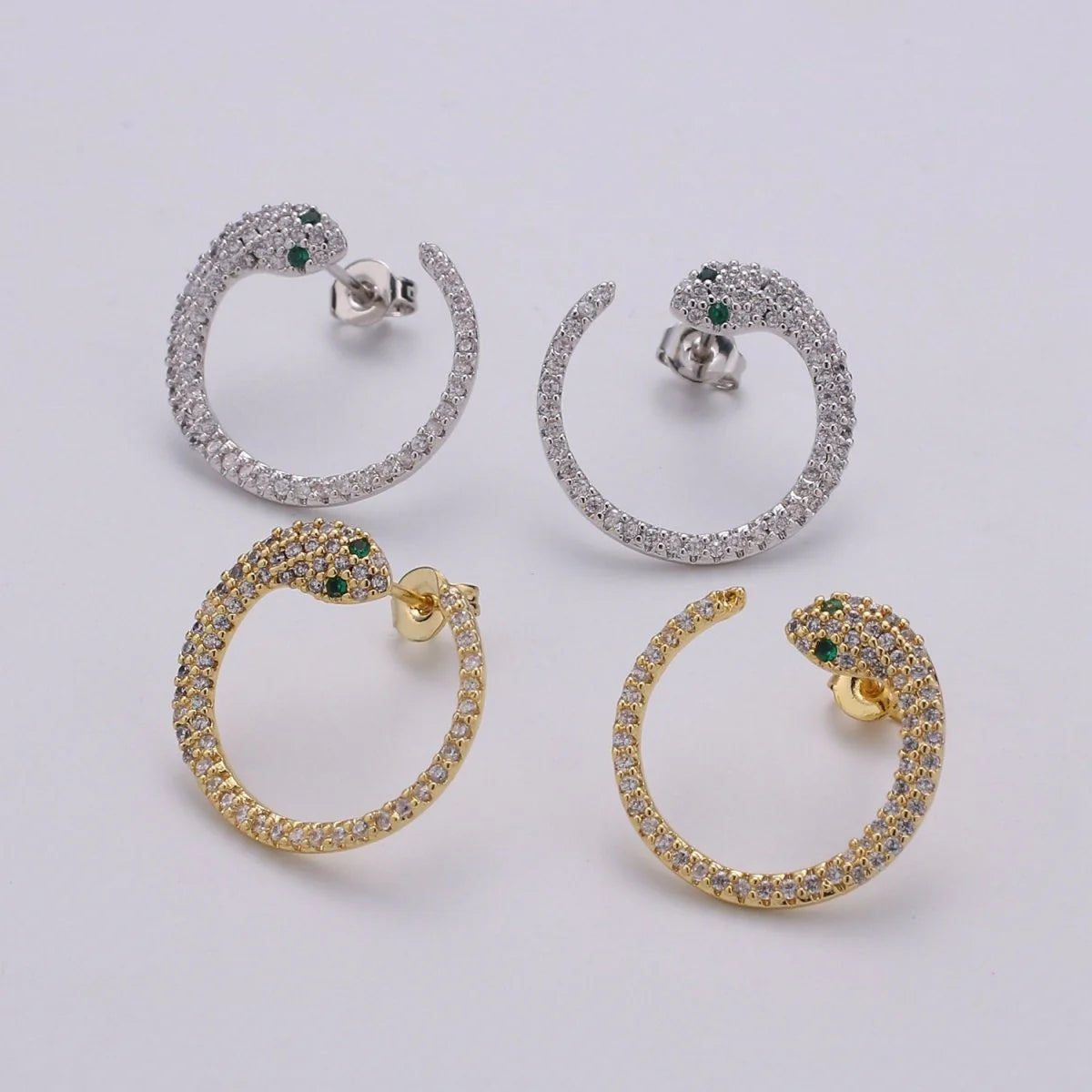 White Gold Filled Snake Swirl Stud Earrings