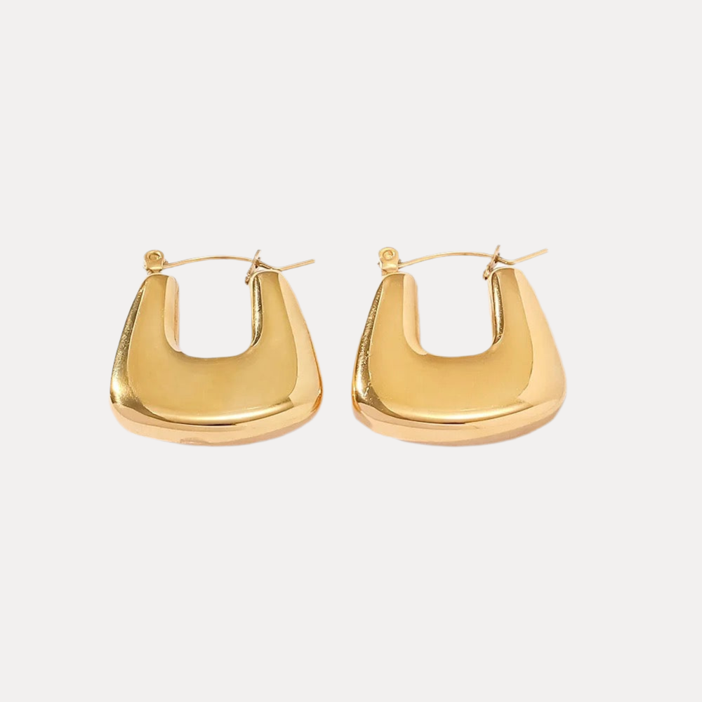 Hollow Irregular Square Hoops in 18K Gold-Plating