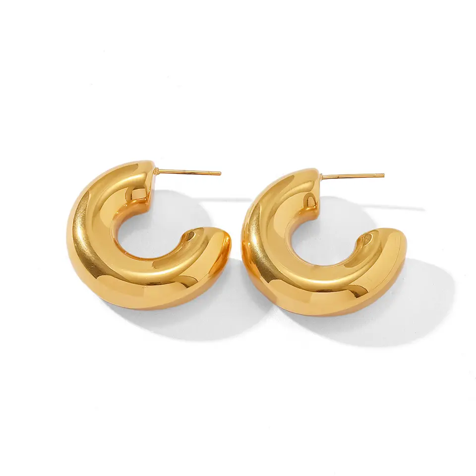 18K Chunky C Hoop Earrings