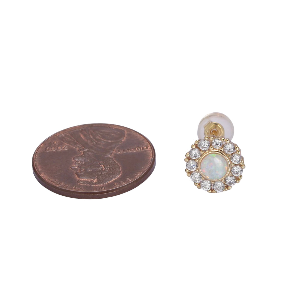18K Gold Filled Mini Opal Stud Earring, White