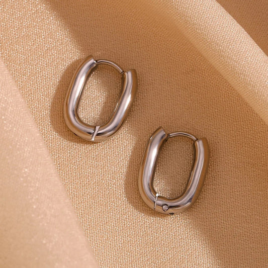 Silver Classic Oval Huggie Earrings