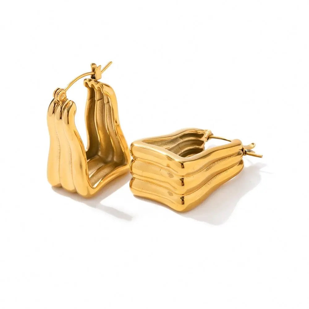18K Triple Wavy Hoop Earrings