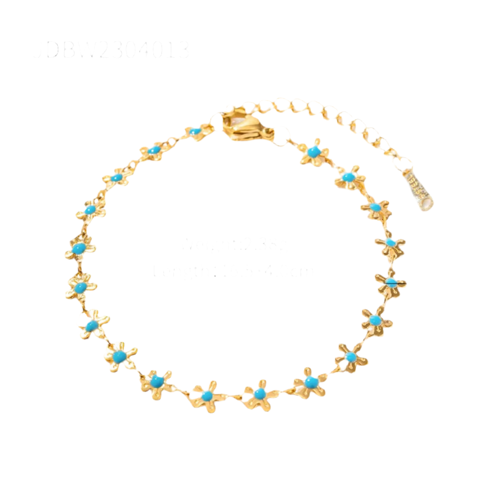 18K Gold Filled Turquoise Daisy Flower Jewelry