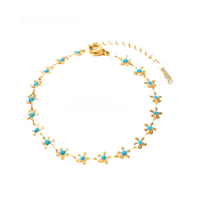 18K Gold Filled Turquoise Daisy Flower Jewelry