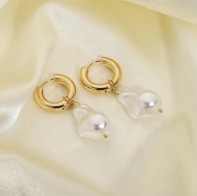 18K Baroque Pearl Charm Earrings