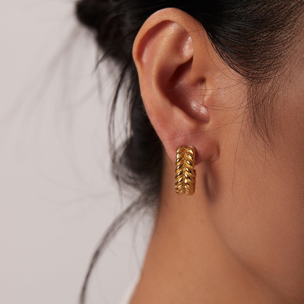 18K Statement C Shaped Hoop Earrings