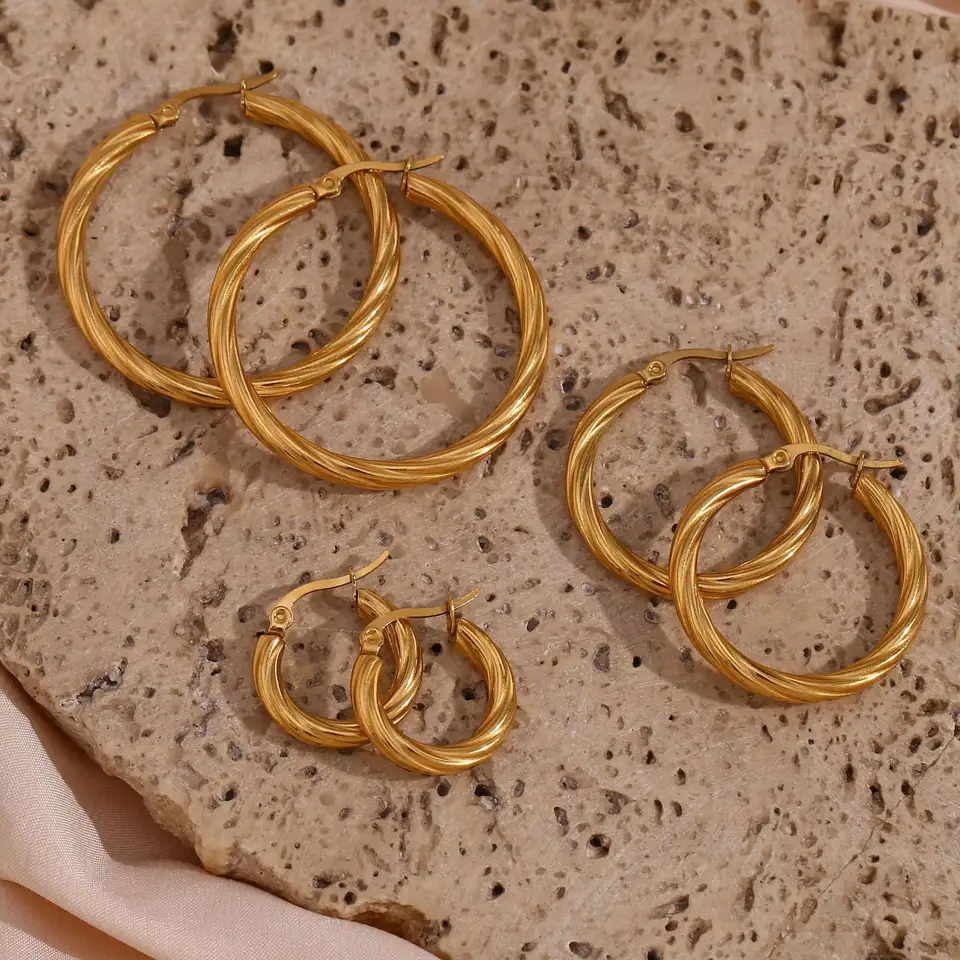 18K Vintage Round Hoop Earrings