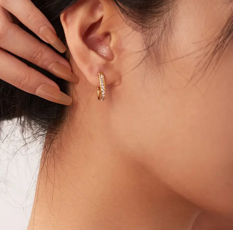 18K Cubic Zircon Circle Hoop Earrings