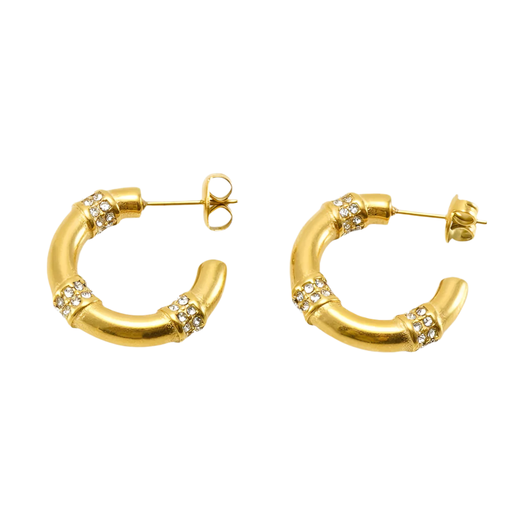 Pave Hoops in 18K Gold-Plating with Cubic Zirconia