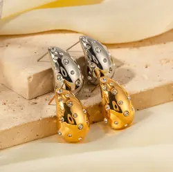 18K Chunky Vintage CZ Statement Earrings
