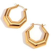 18k Geometric Hex Statement Hoop Earrings