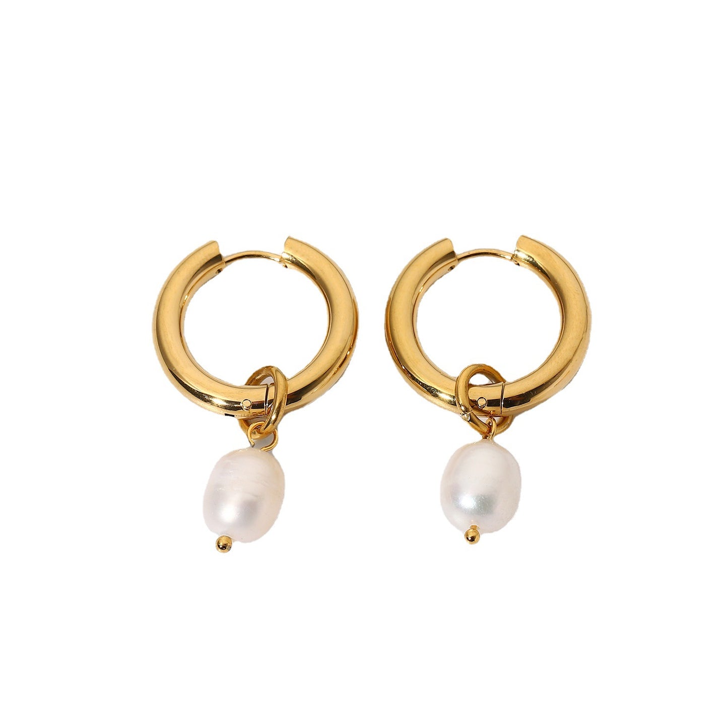 18K Freshwater Pearl Hoop Earrings