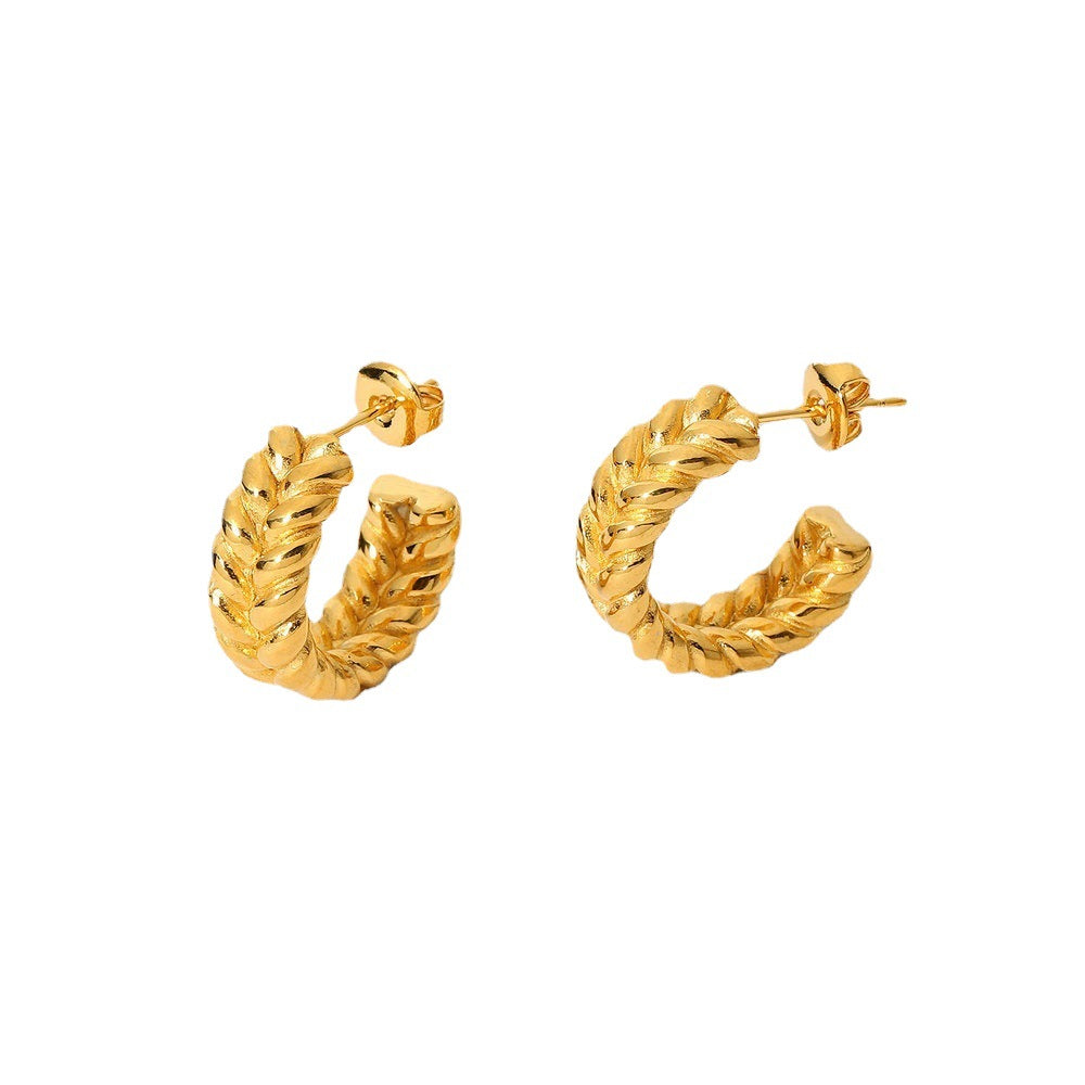 18K Statement C Shaped Hoop Earrings