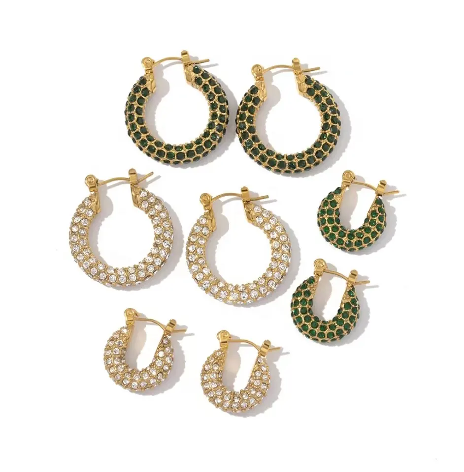 18K Cubic Zircon Circle Hoop Earrings
