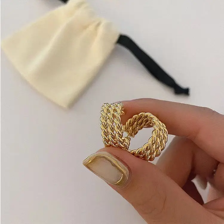 18K Triple Layered Weave Rope Chain Earrings