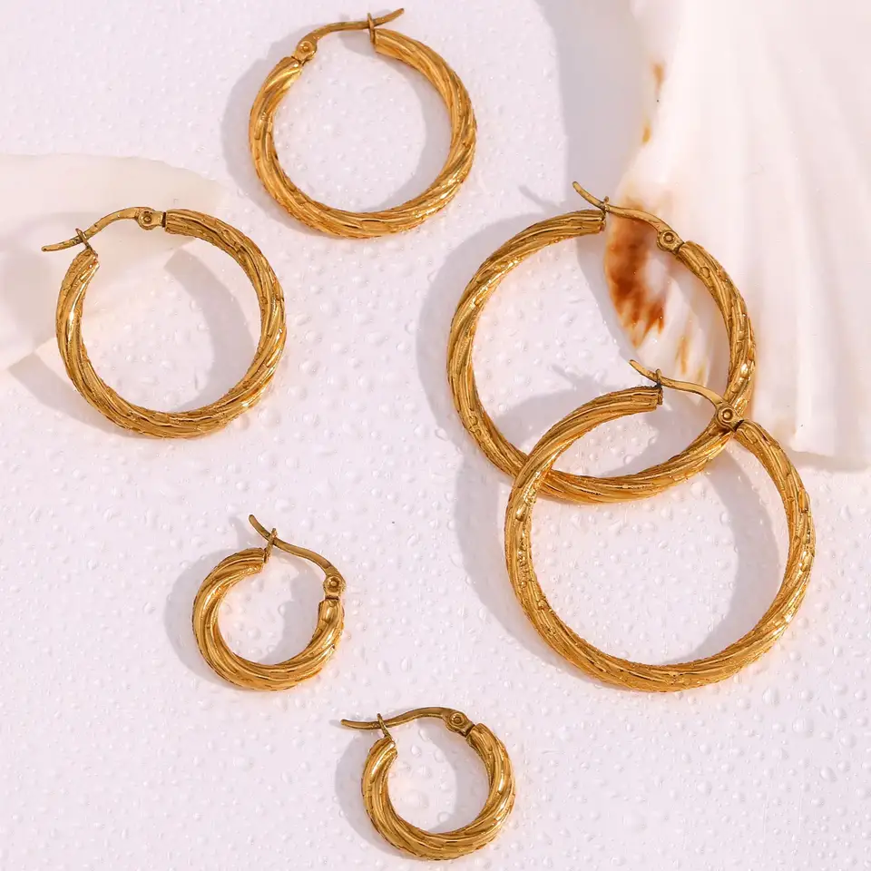 18K Vintage Round Hoop Earrings