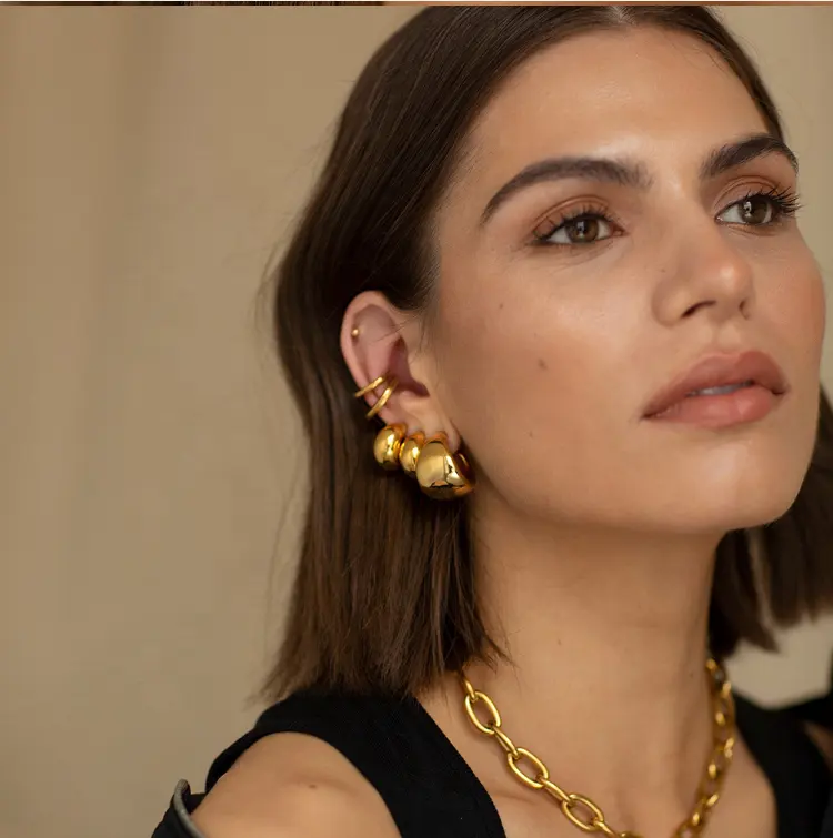 18K Chunky Ear Cuff Earrings