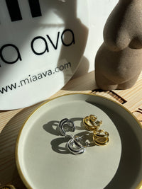 Silver Triple Layer C Shaped Earrings