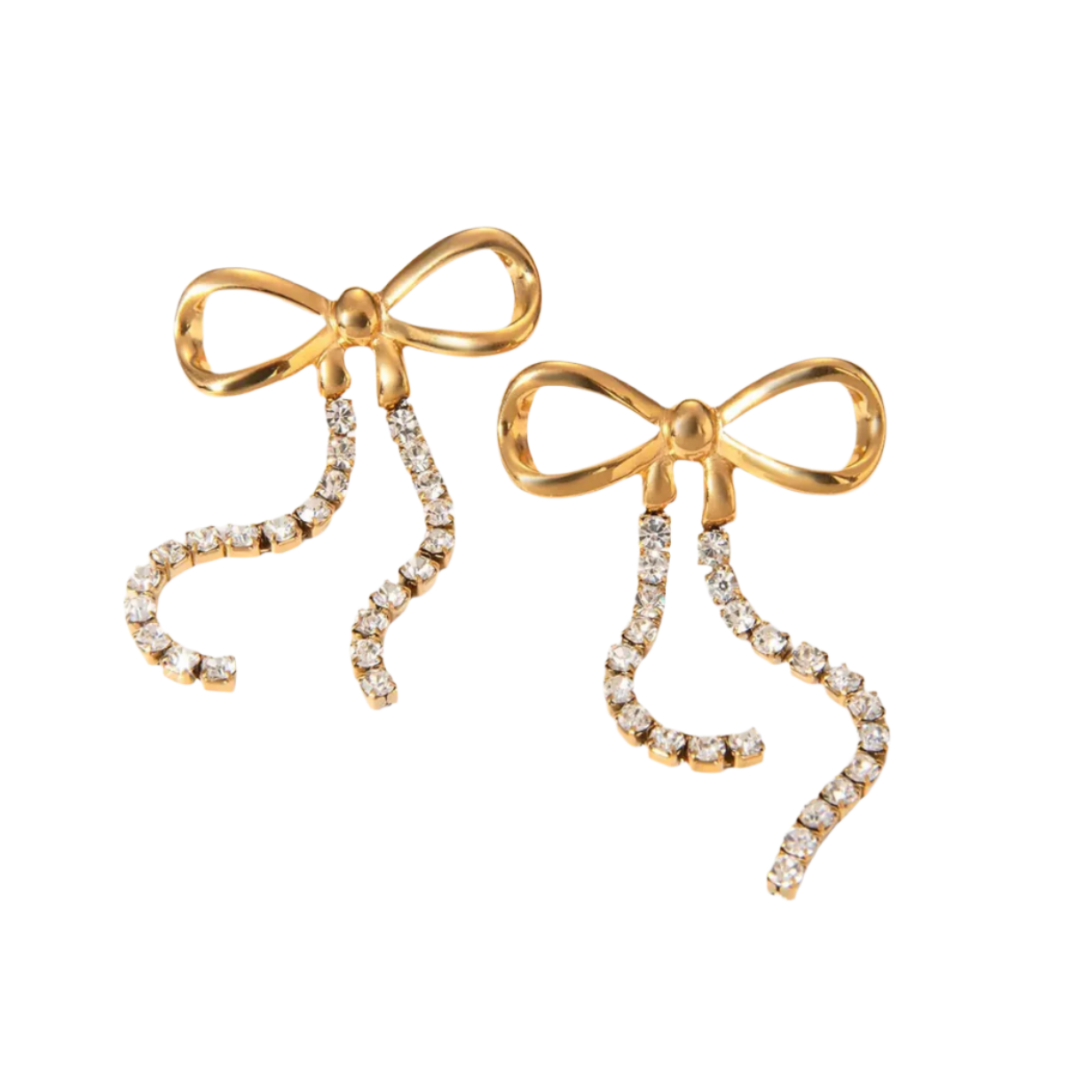 Bow Drops in 18K Gold-Plating with Cubic Zirconia