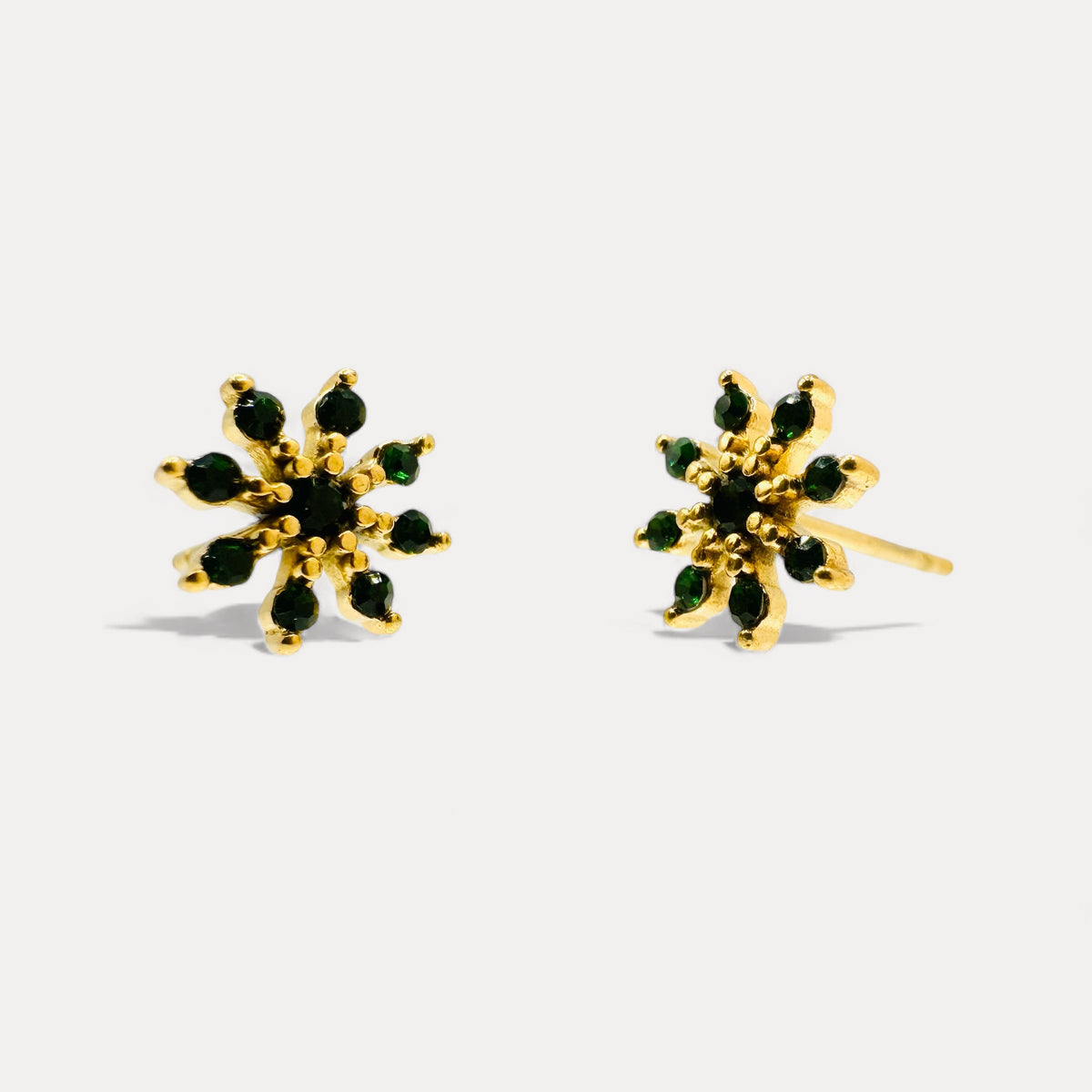 Flower Snowflake Studs in 18K Gold-Plating with Cubic Zirconia
